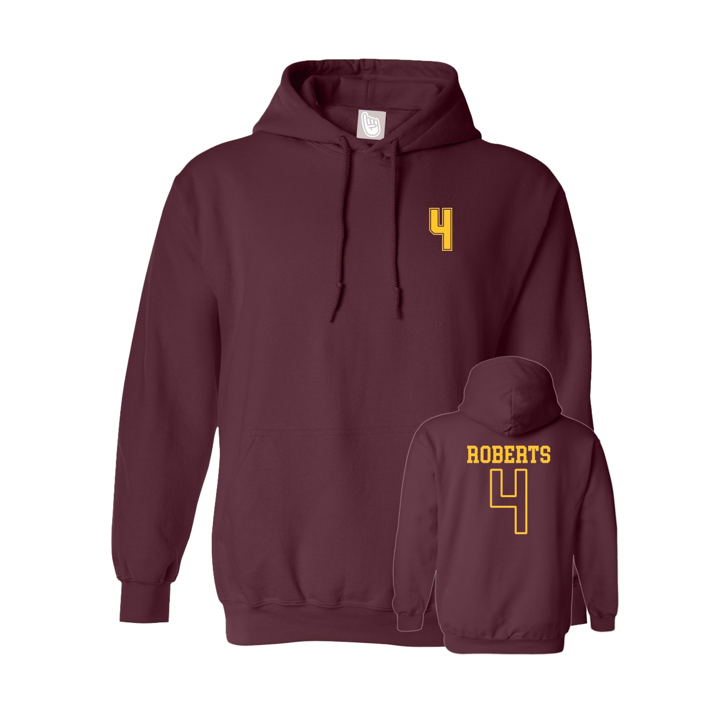 Hoodie — Chest Back in Maroon