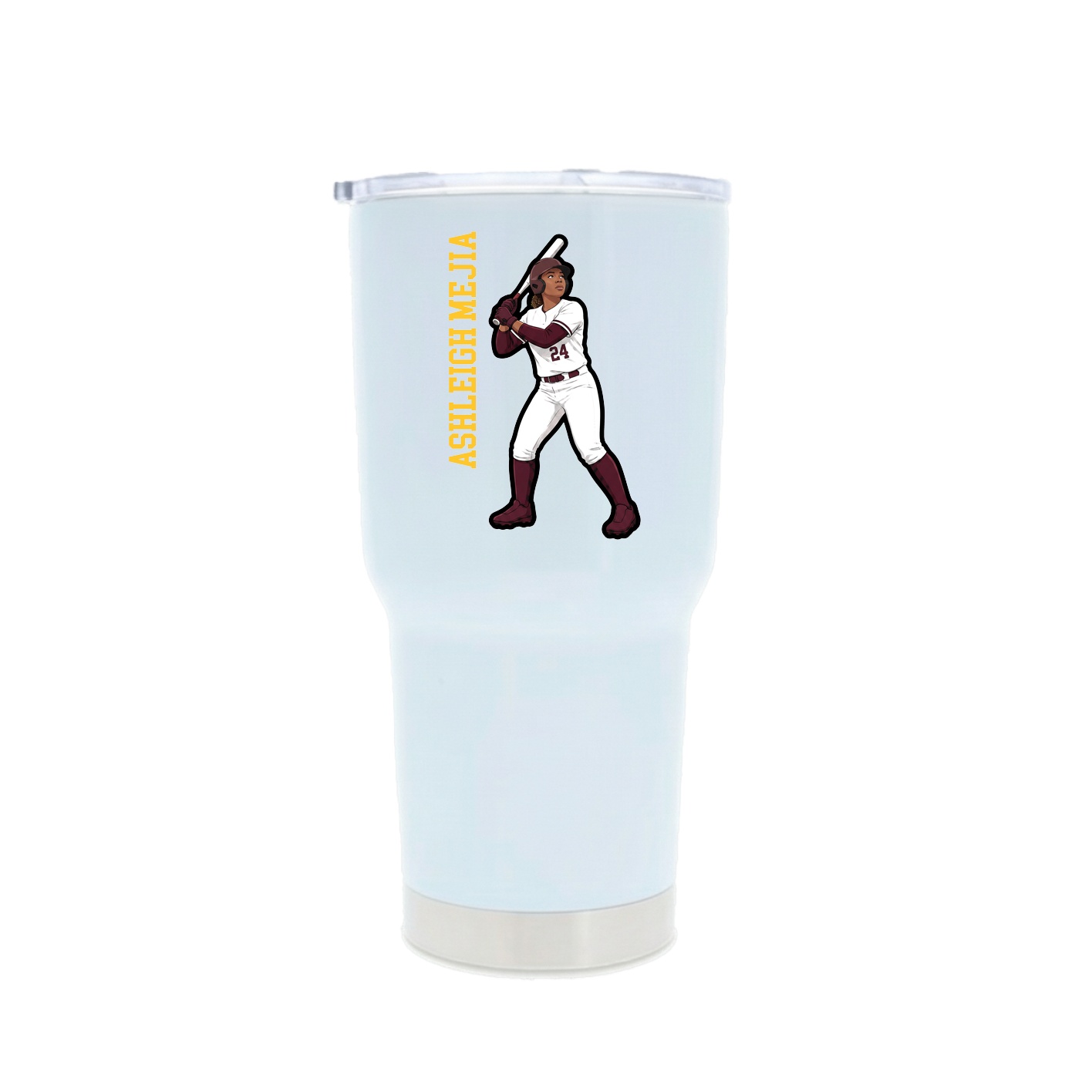 30oz Stainless Steel Tumbler — Name Vertical in White