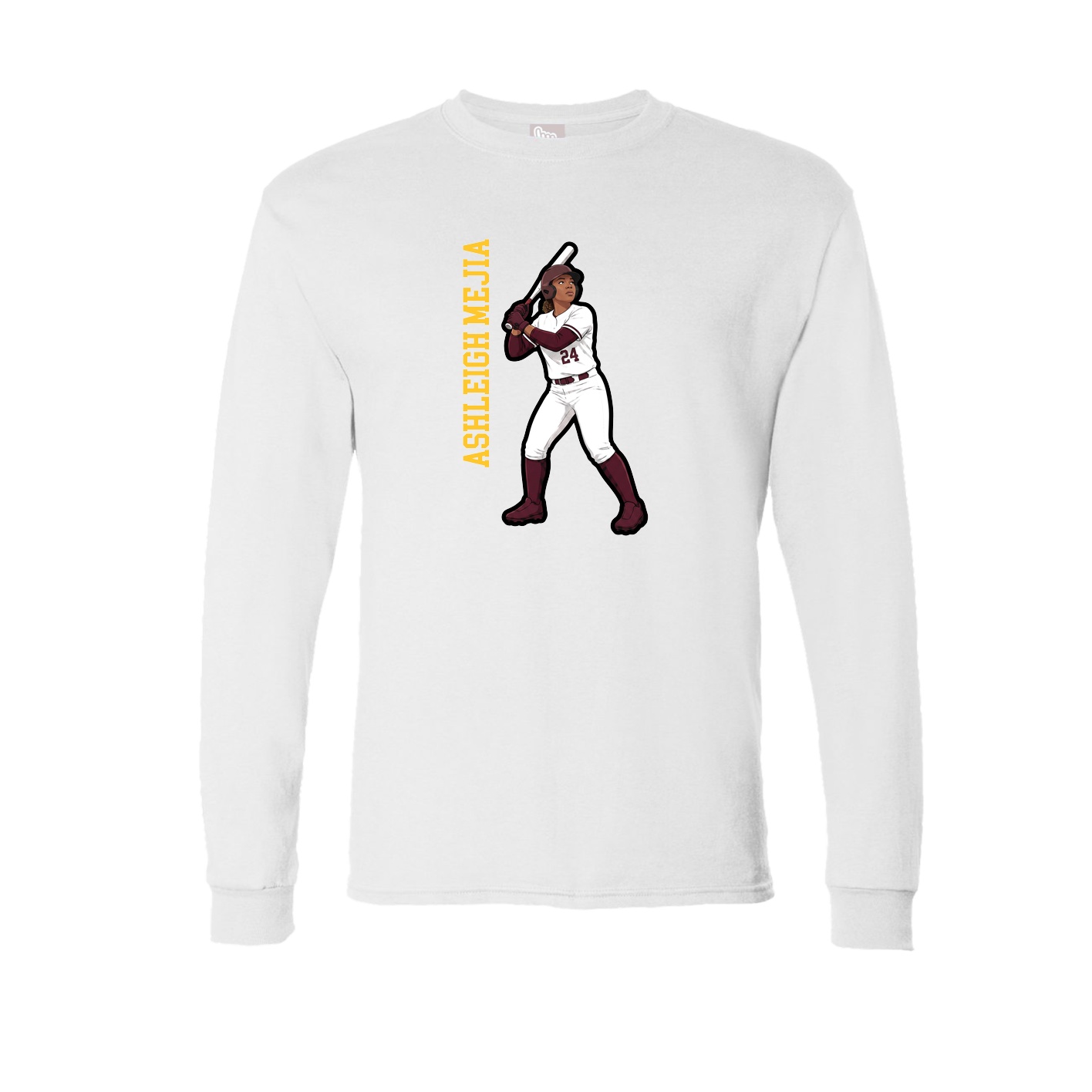 Long Sleeve Tee — Name Vertical in White