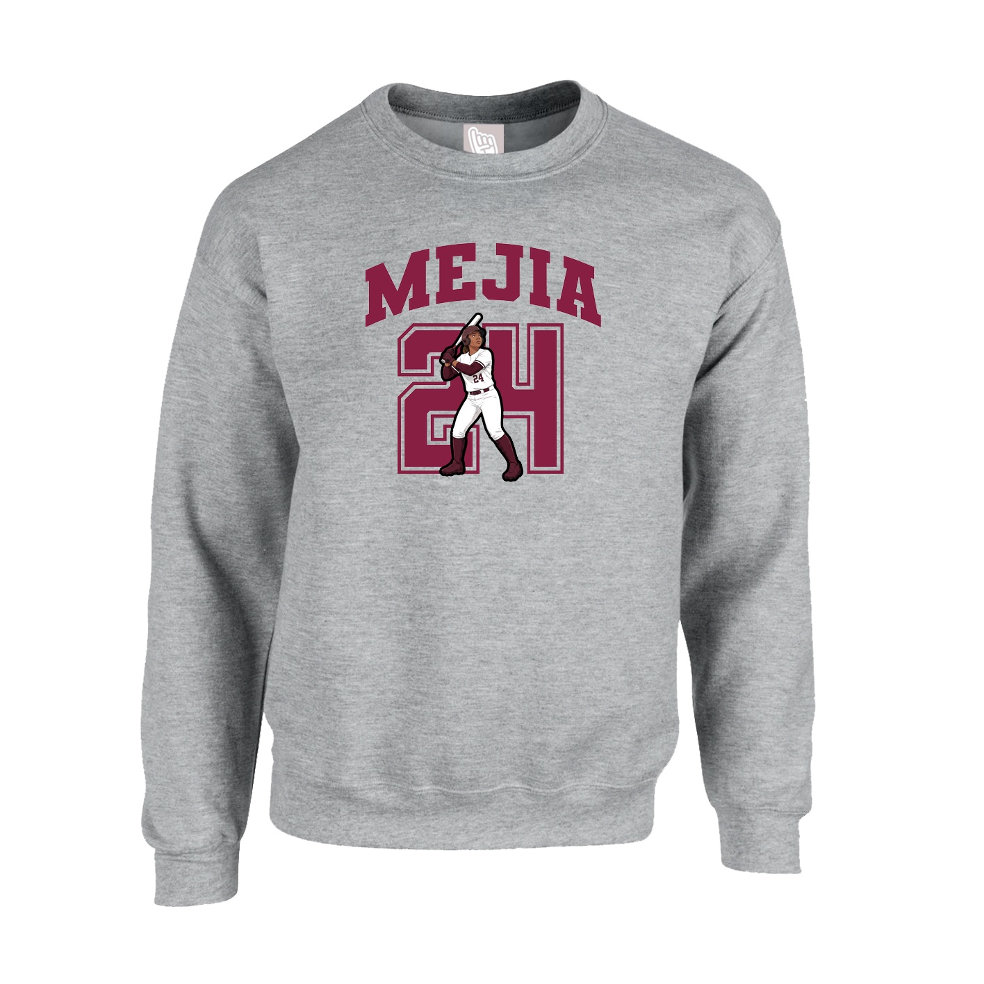 Fleece Crew — Number in Grey