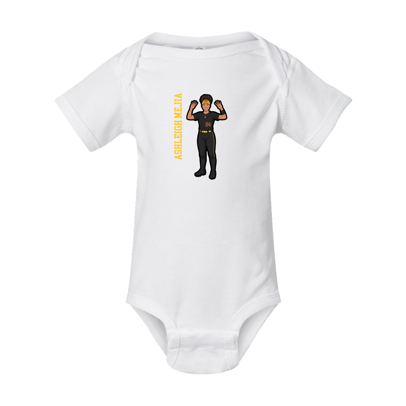 Baby Onesie — Name Vertical in White