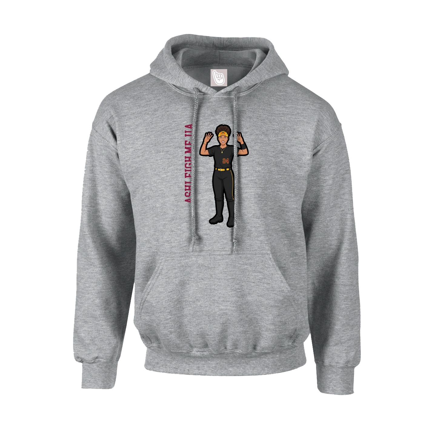 Youth Hoodie — Name Vertical in Grey