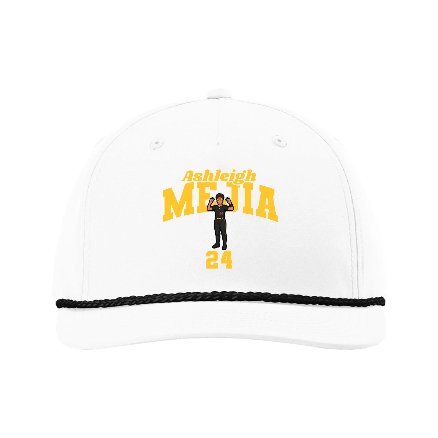 Five-Panel Classic Rope Cap — Signature Arch in White