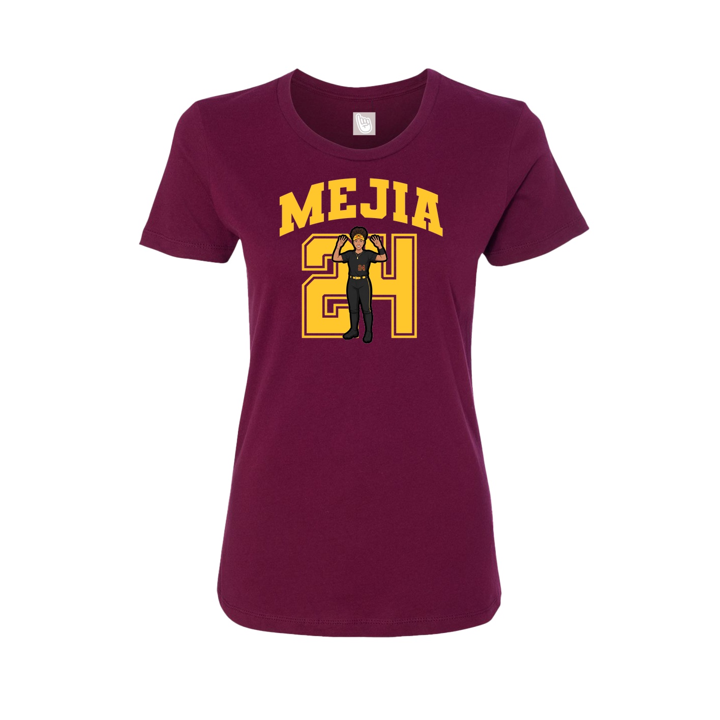 Fitted Women's Tee — Number in Maroon
