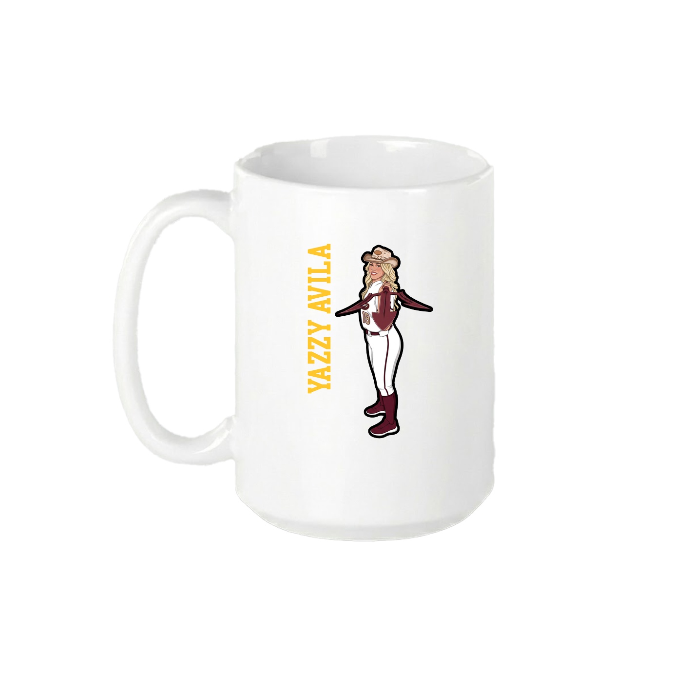 15oz Coffee Mug — Name Vertical in White
