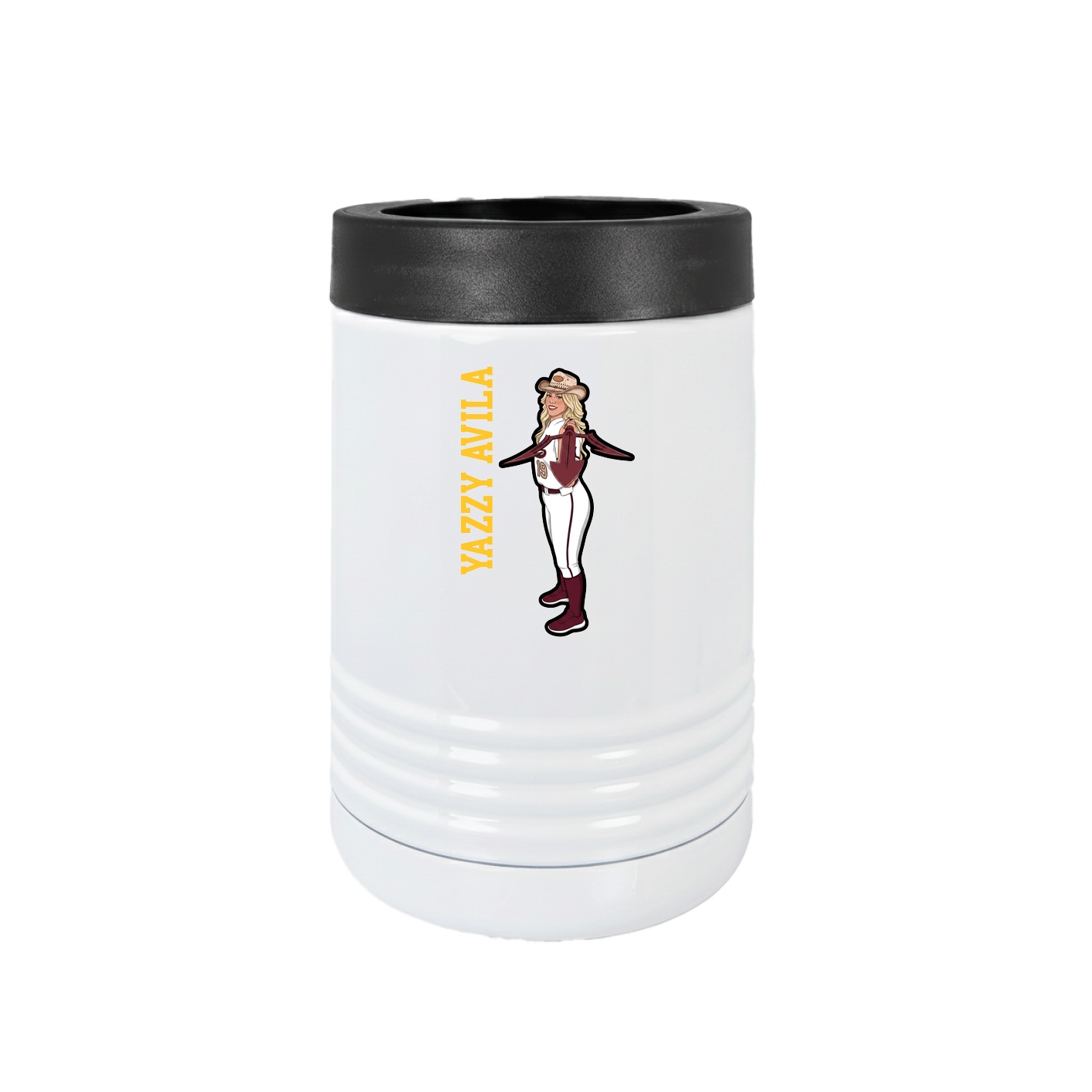 Beverage Holder — Name Vertical in White