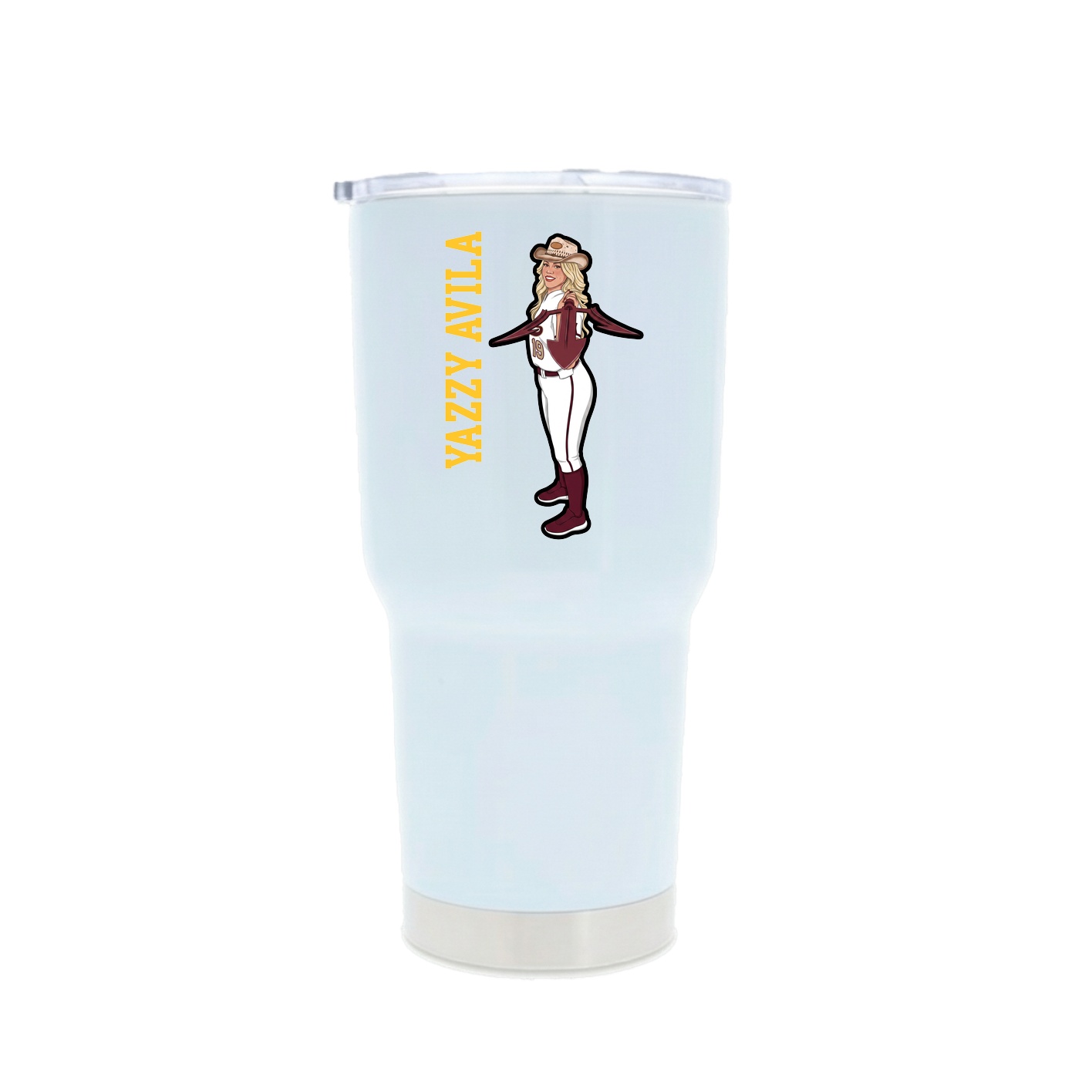 30oz Stainless Steel Tumbler — Name Vertical in White