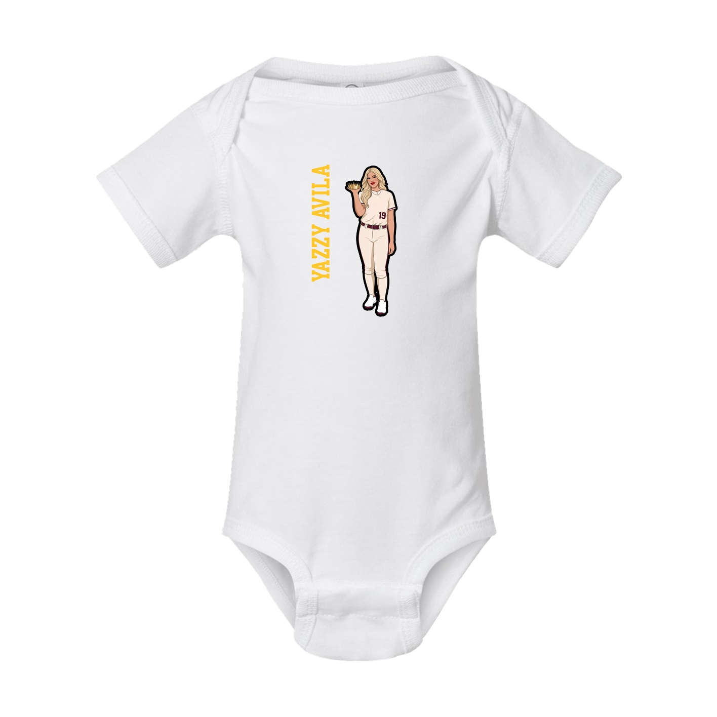 Baby Onesie — Name Vertical in White