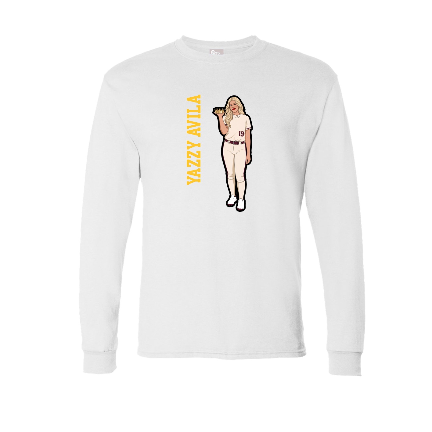 Long Sleeve Tee — Name Vertical in White