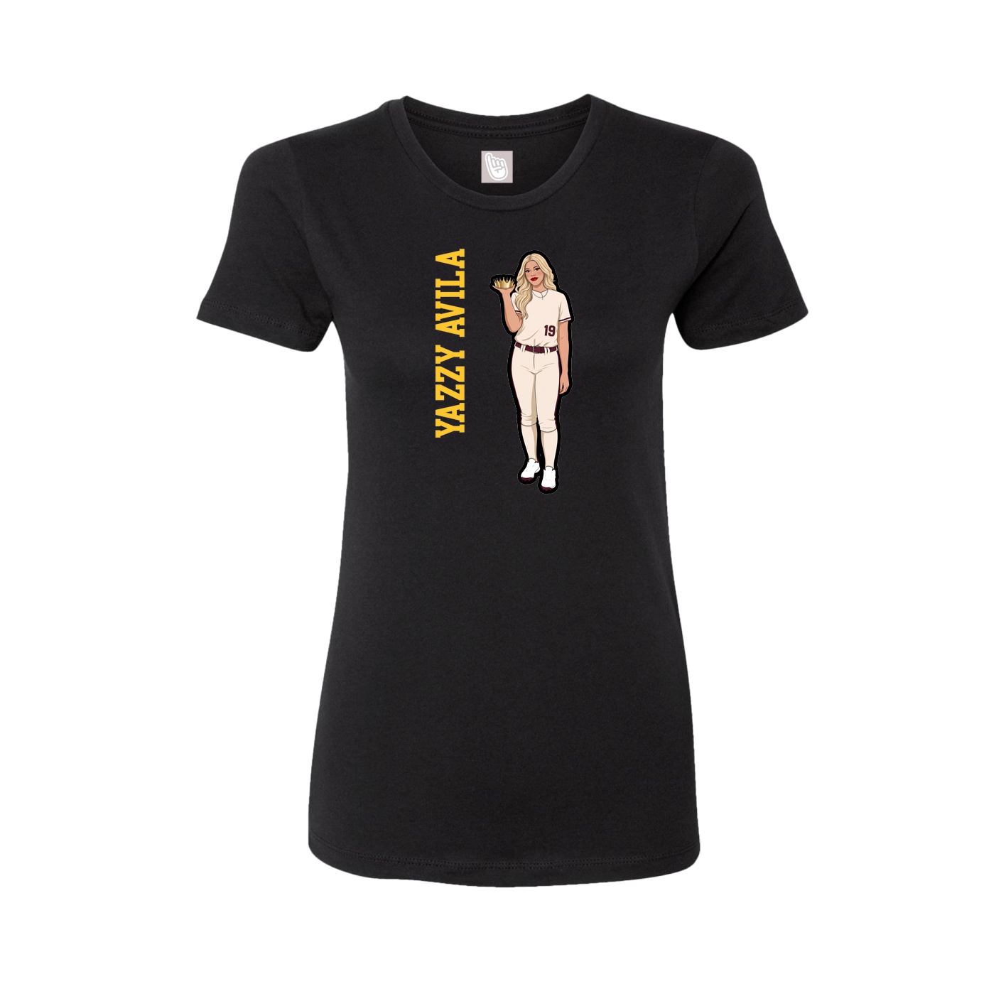 Fitted Women's Tee — Name Vertical in Black