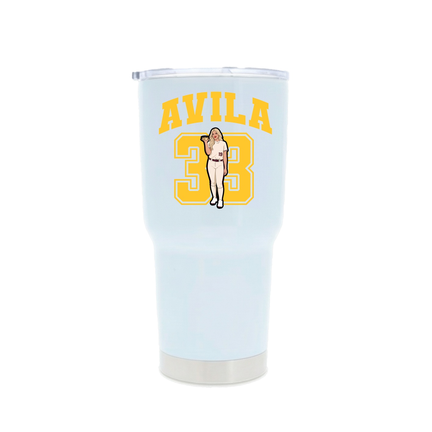 30oz Stainless Steel Tumbler — Number in White