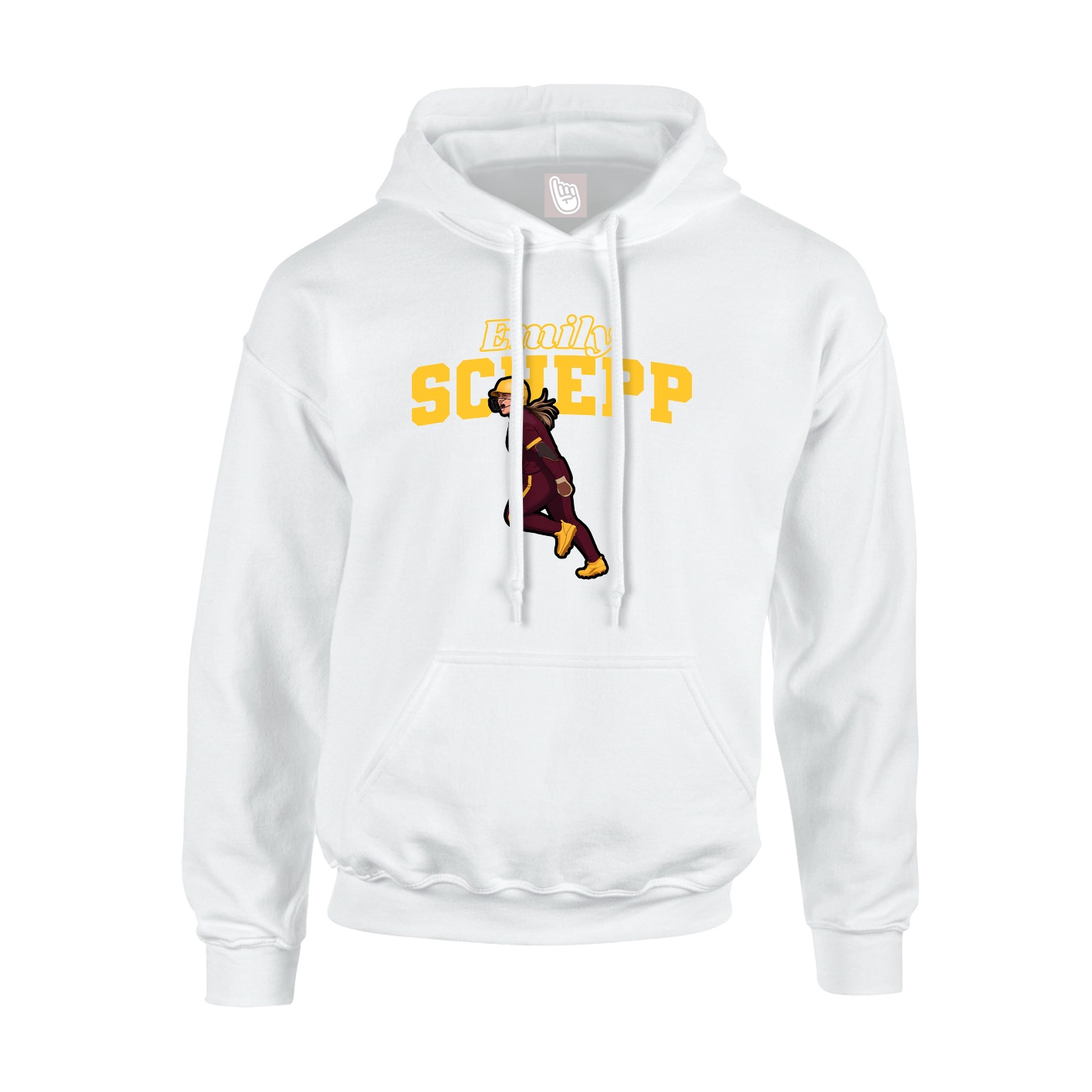 Youth Hoodie — Name Arch in White