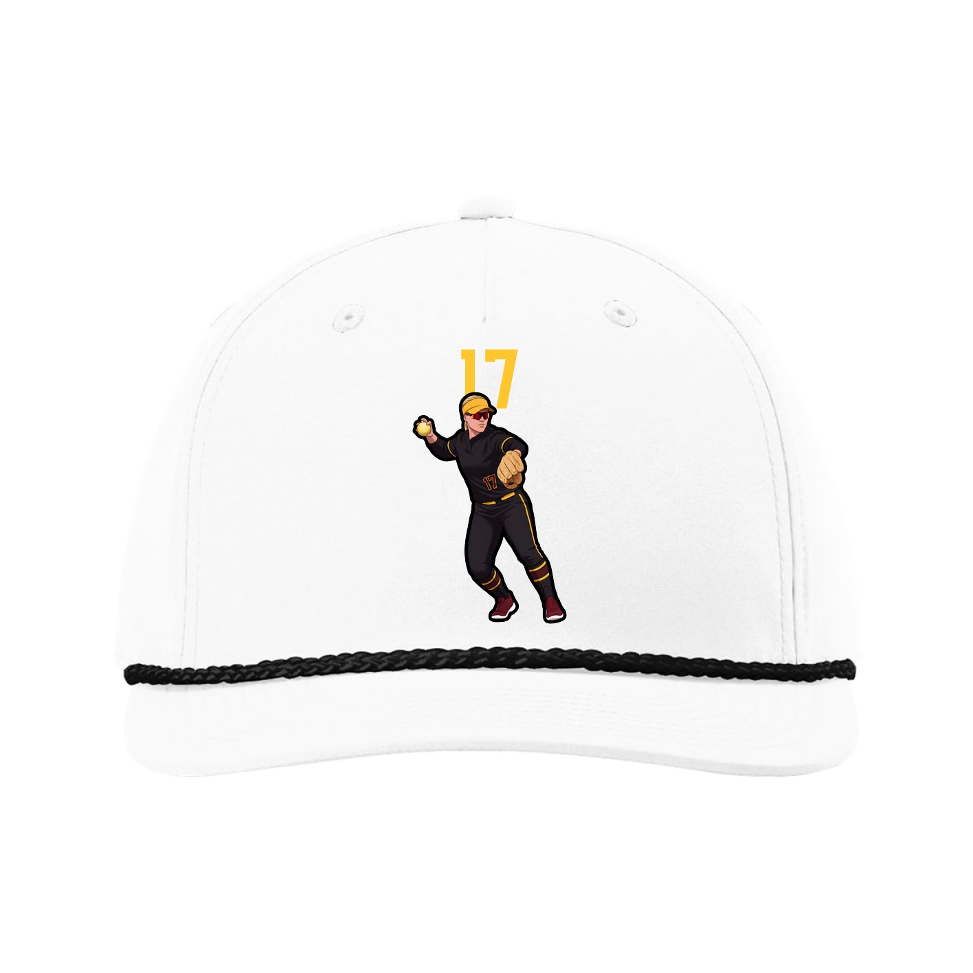 Five-Panel Classic Rope Cap — Number Top in White