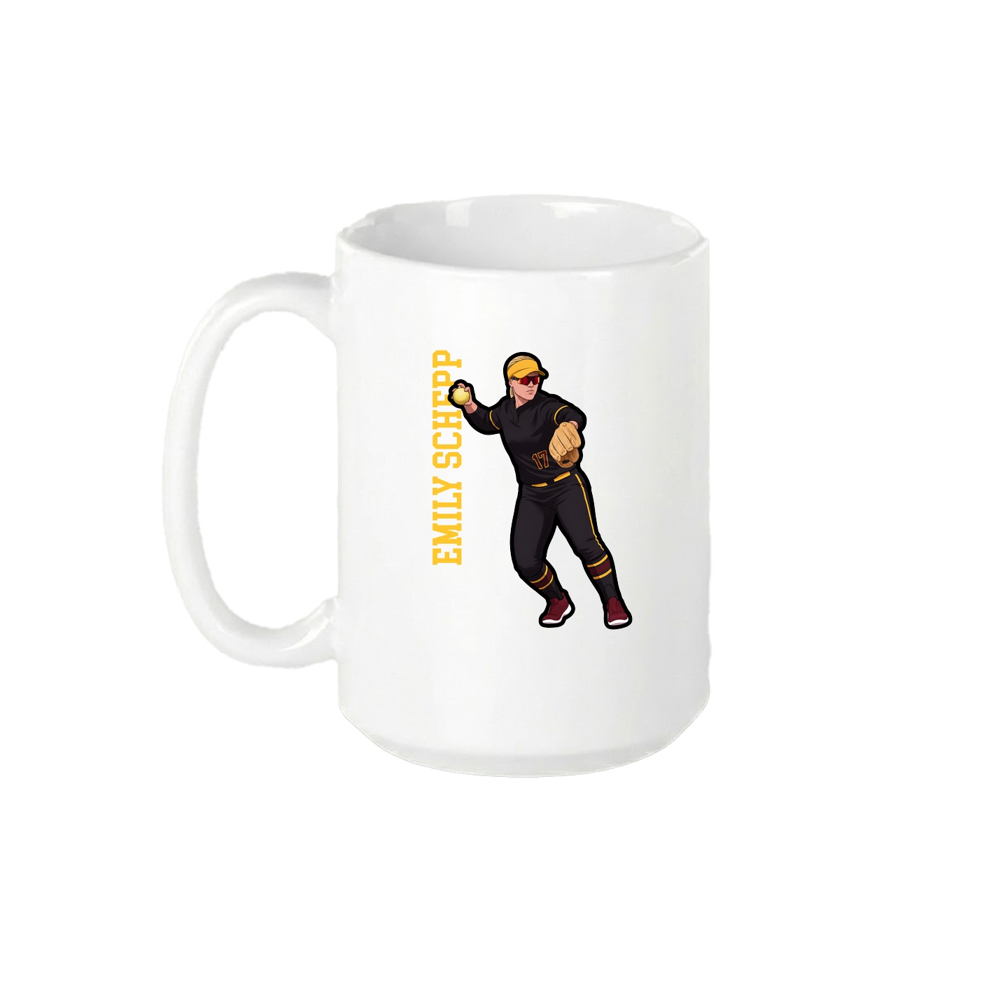 15oz Coffee Mug — Name Vertical in White