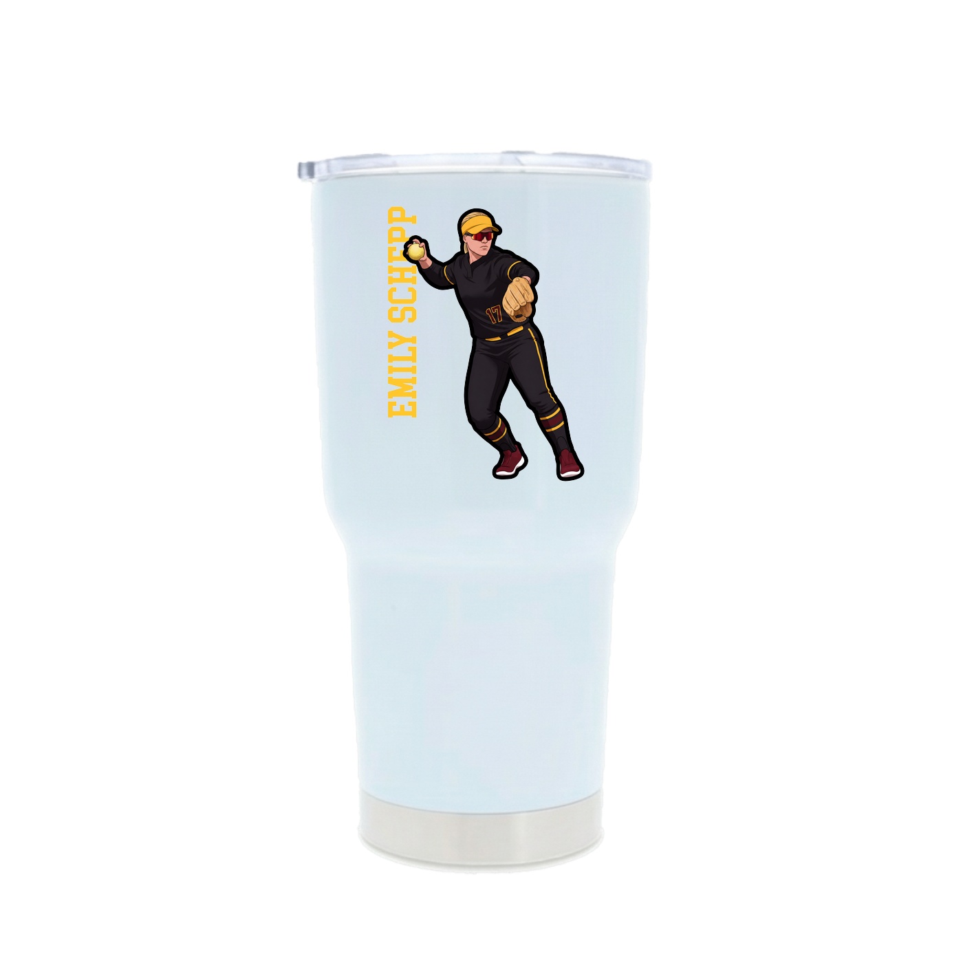 30oz Stainless Steel Tumbler — Name Vertical in White