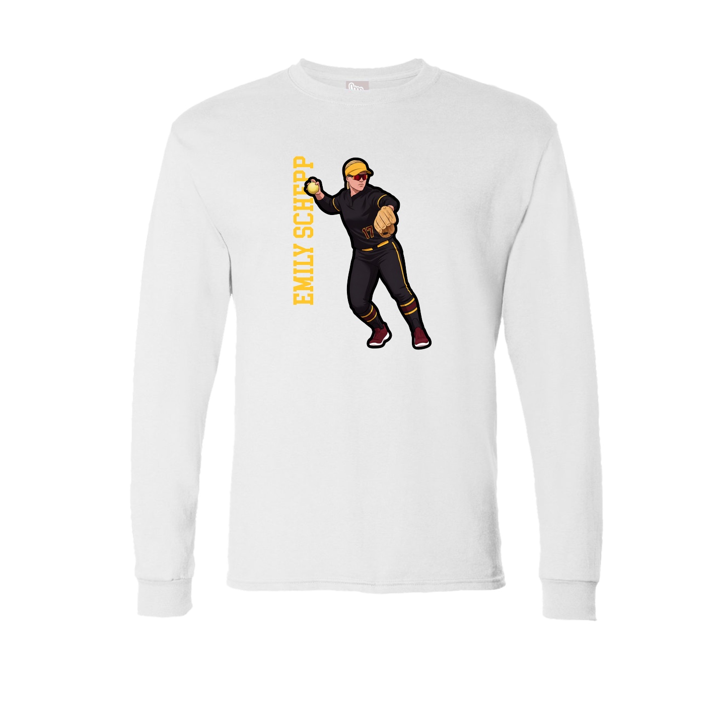 Long Sleeve Tee — Name Vertical in White