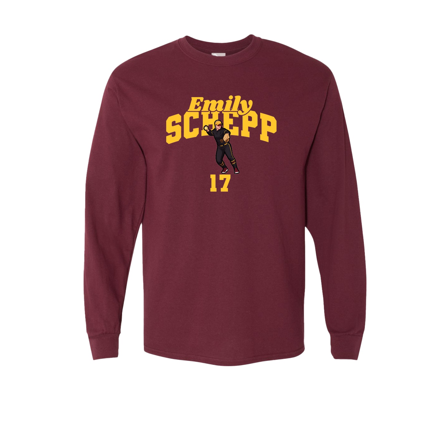 Long Sleeve Tee — Signature Arch in Maroon