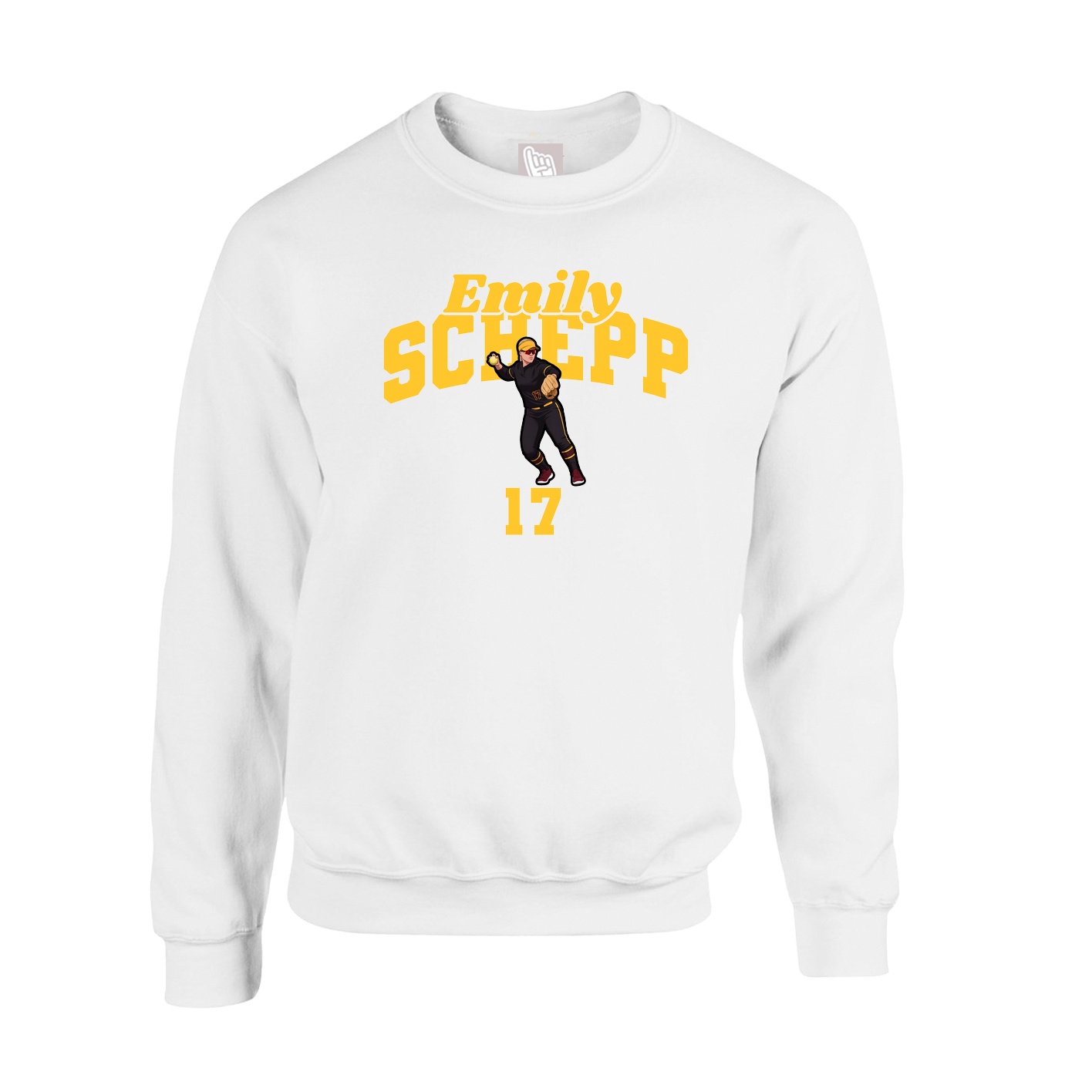 Fleece Crew — Signature Arch in White