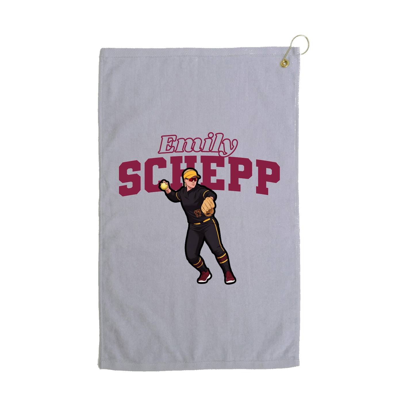 Golf Towel — Name Arch in Grey