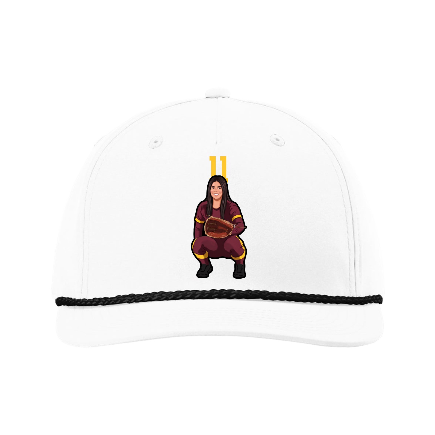 Five-Panel Classic Rope Cap — Number Top in White