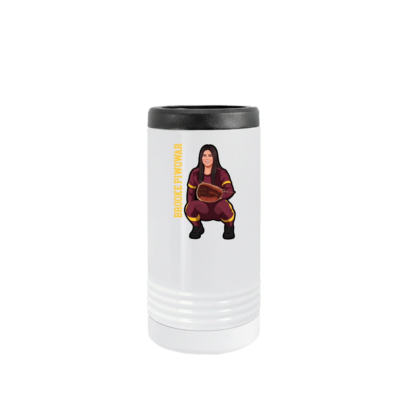 Slim Beverage Holder — Name Vertical in White