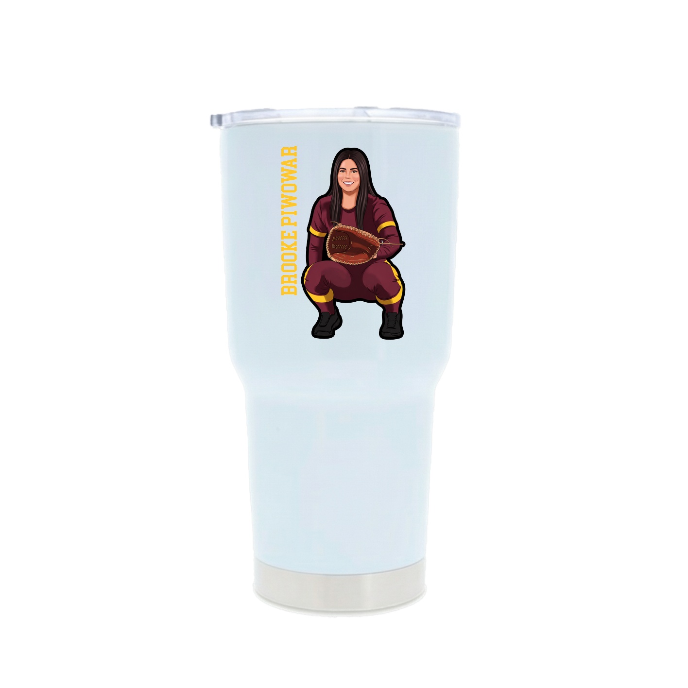 30oz Stainless Steel Tumbler — Name Vertical in White