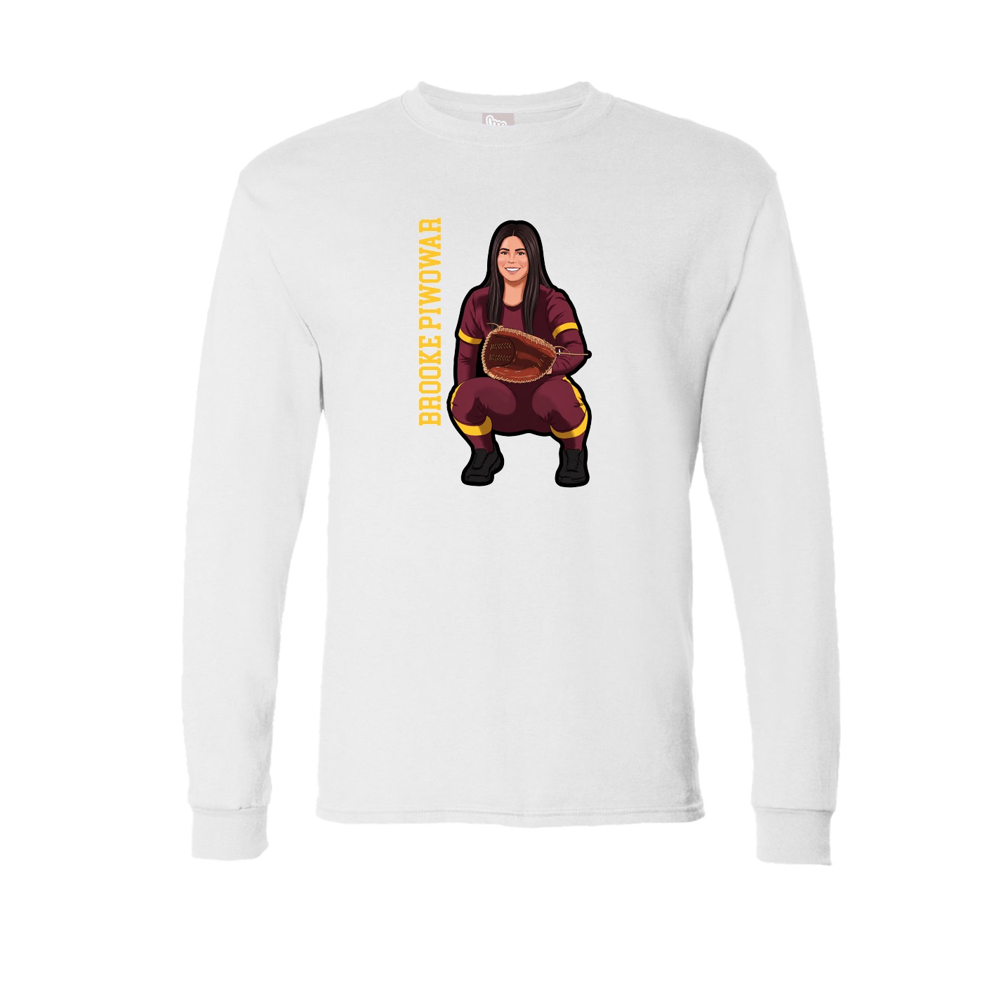 Long Sleeve Tee — Name Vertical in White