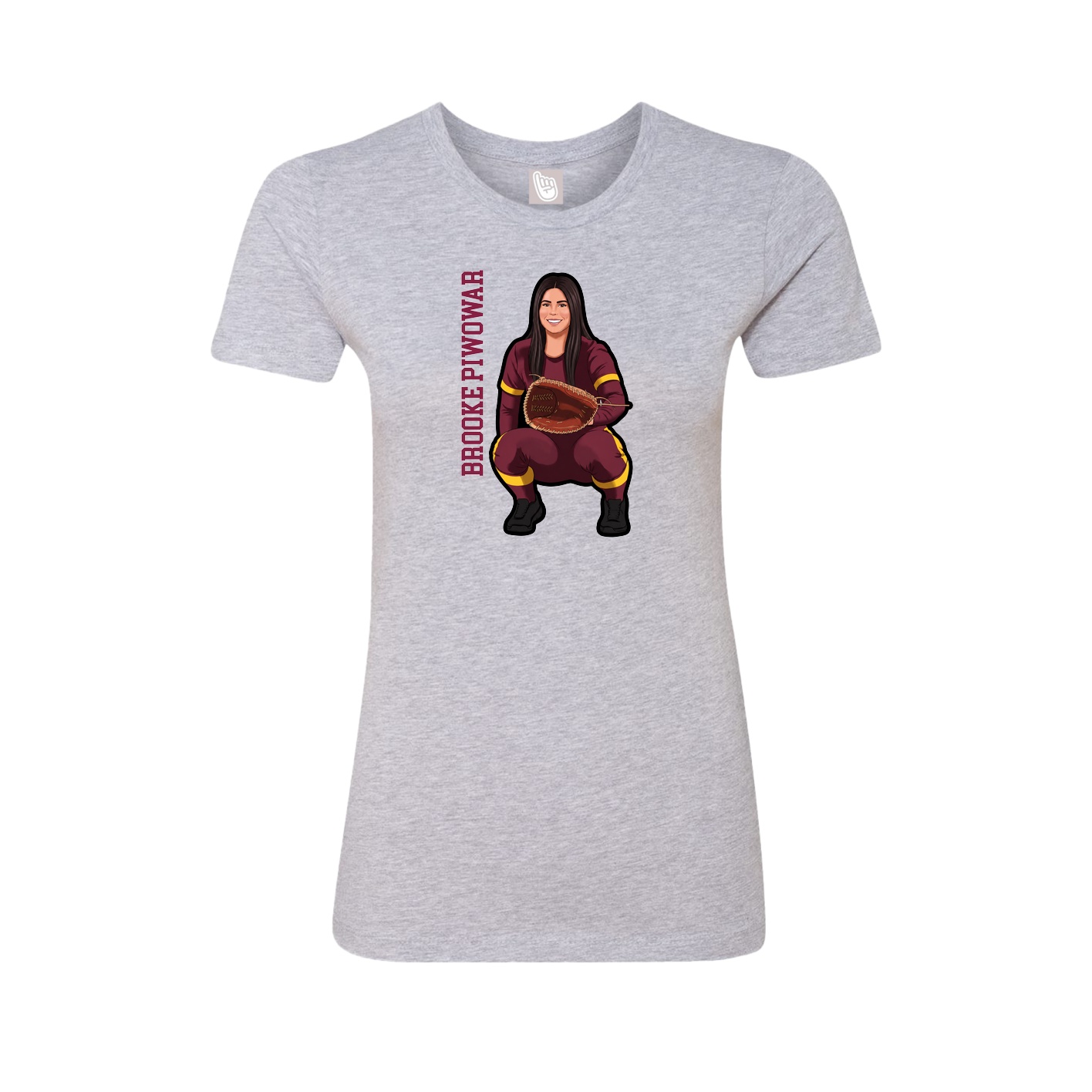 Fitted Women's Tee — Name Vertical in Grey