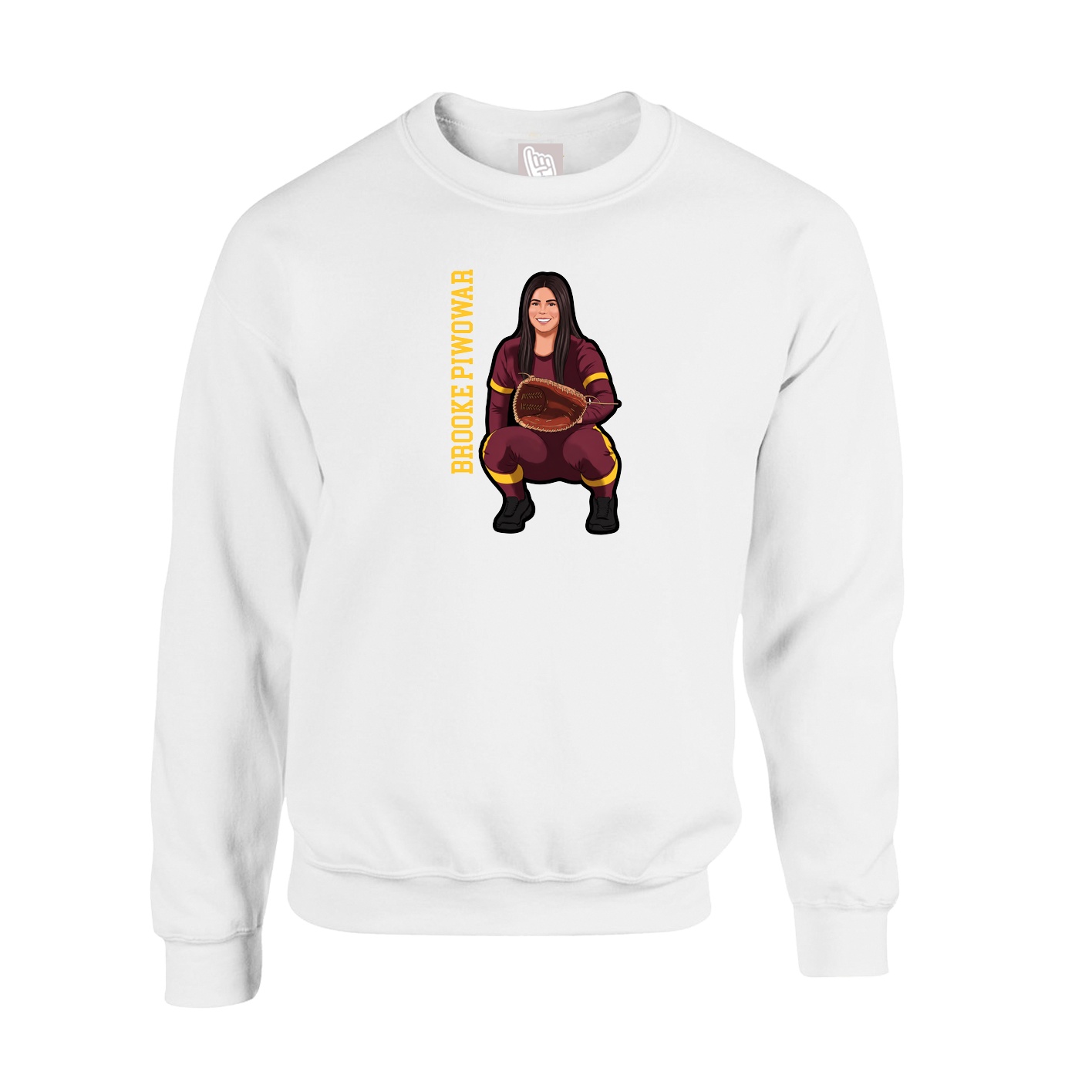 Fleece Crew — Name Vertical in White