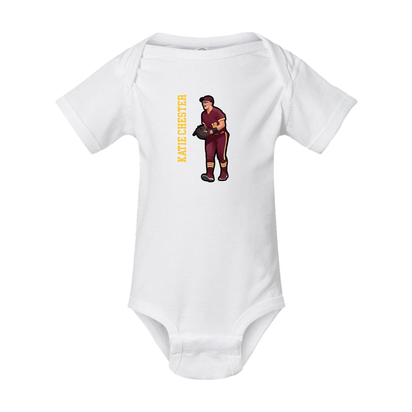 Baby Onesie — Name Vertical in White
