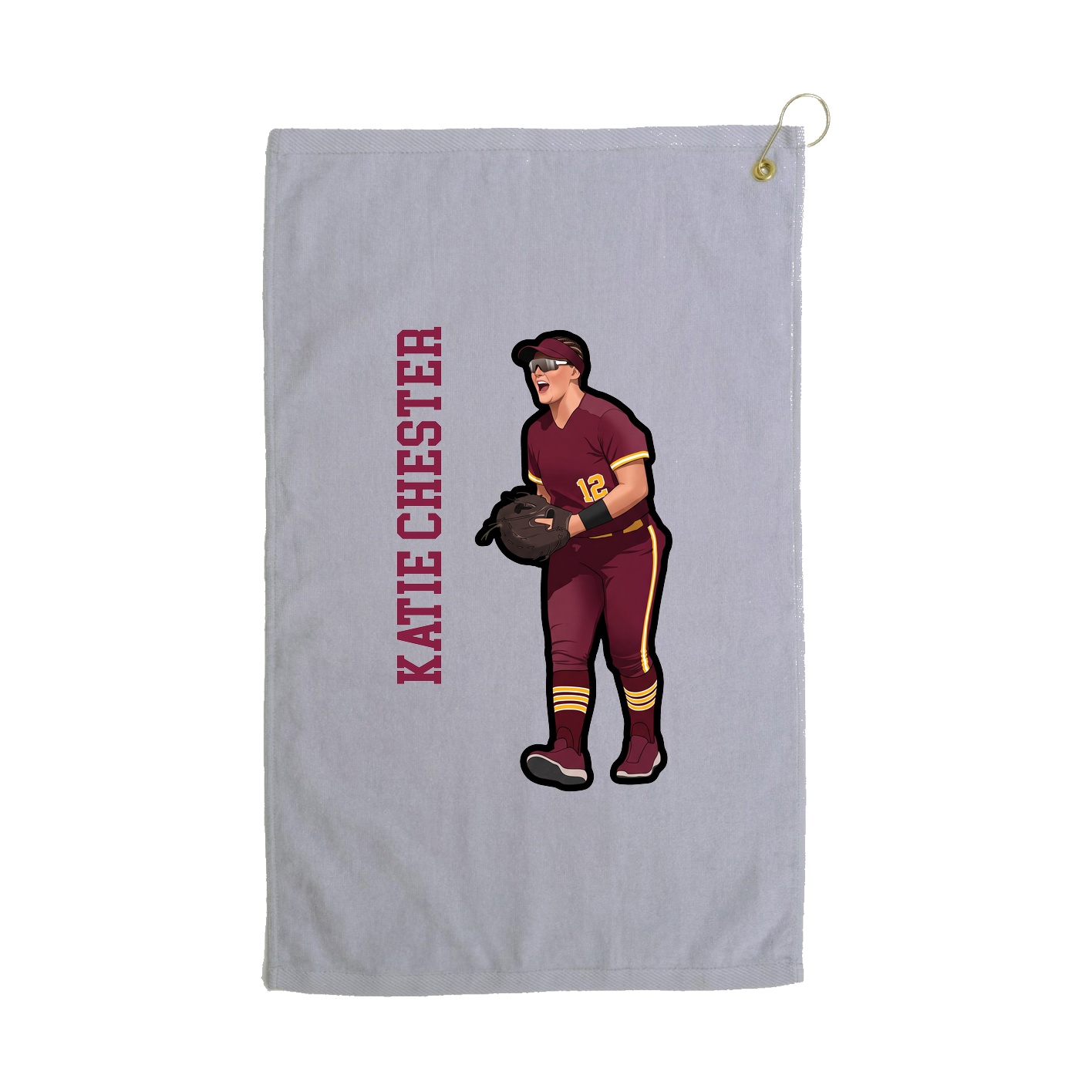 Golf Towel — Name Vertical in Grey