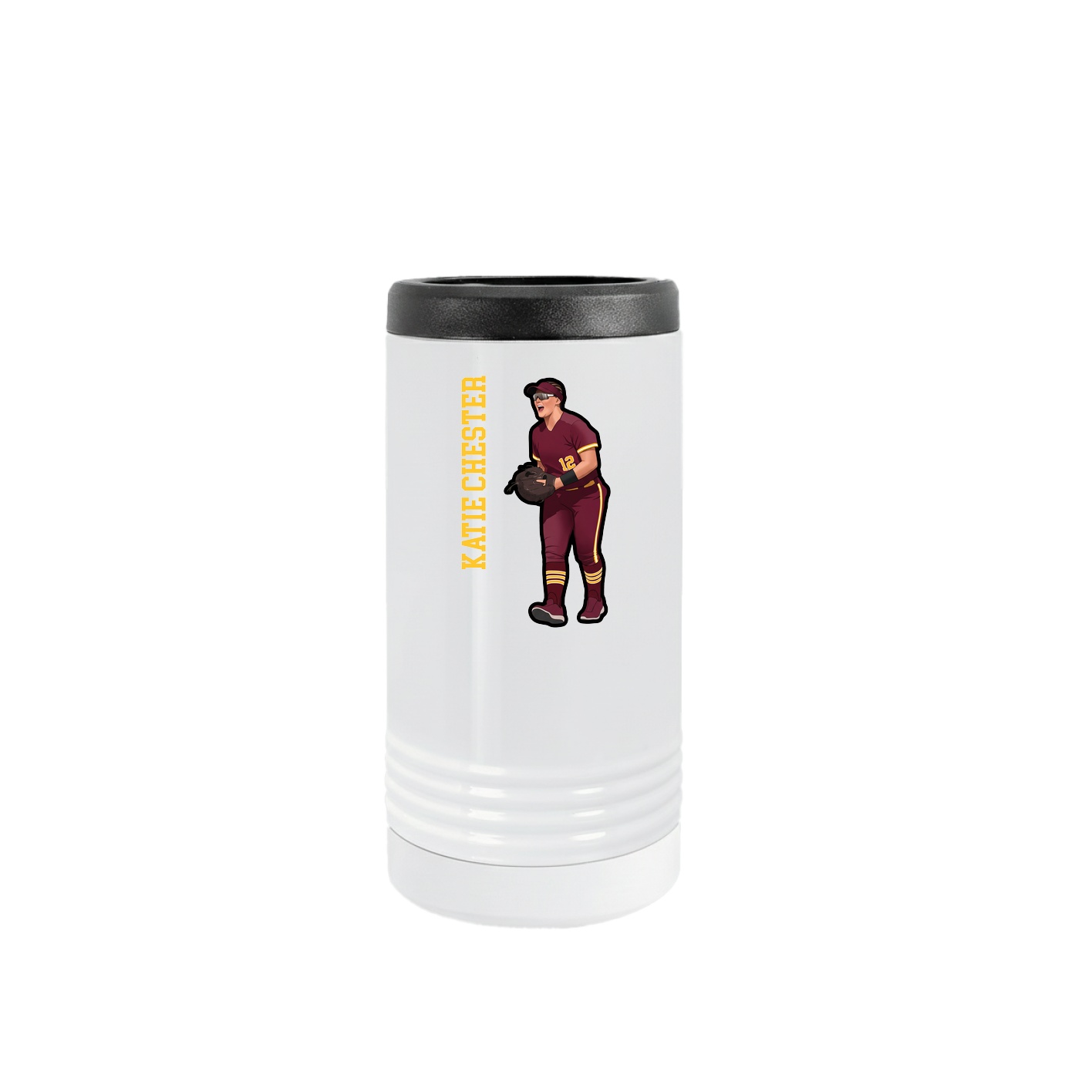 Slim Beverage Holder — Name Vertical in White