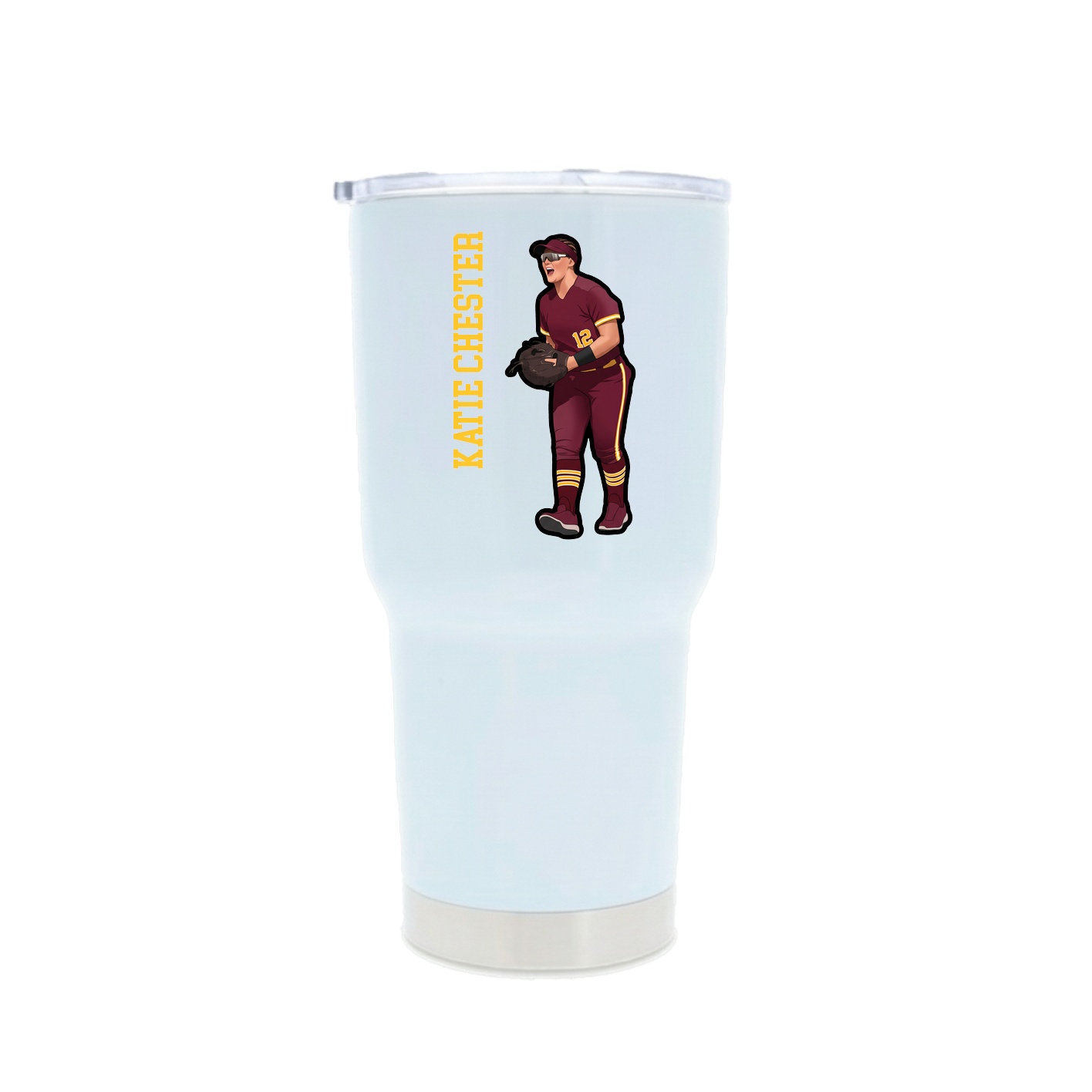 30oz Stainless Steel Tumbler — Name Vertical in White