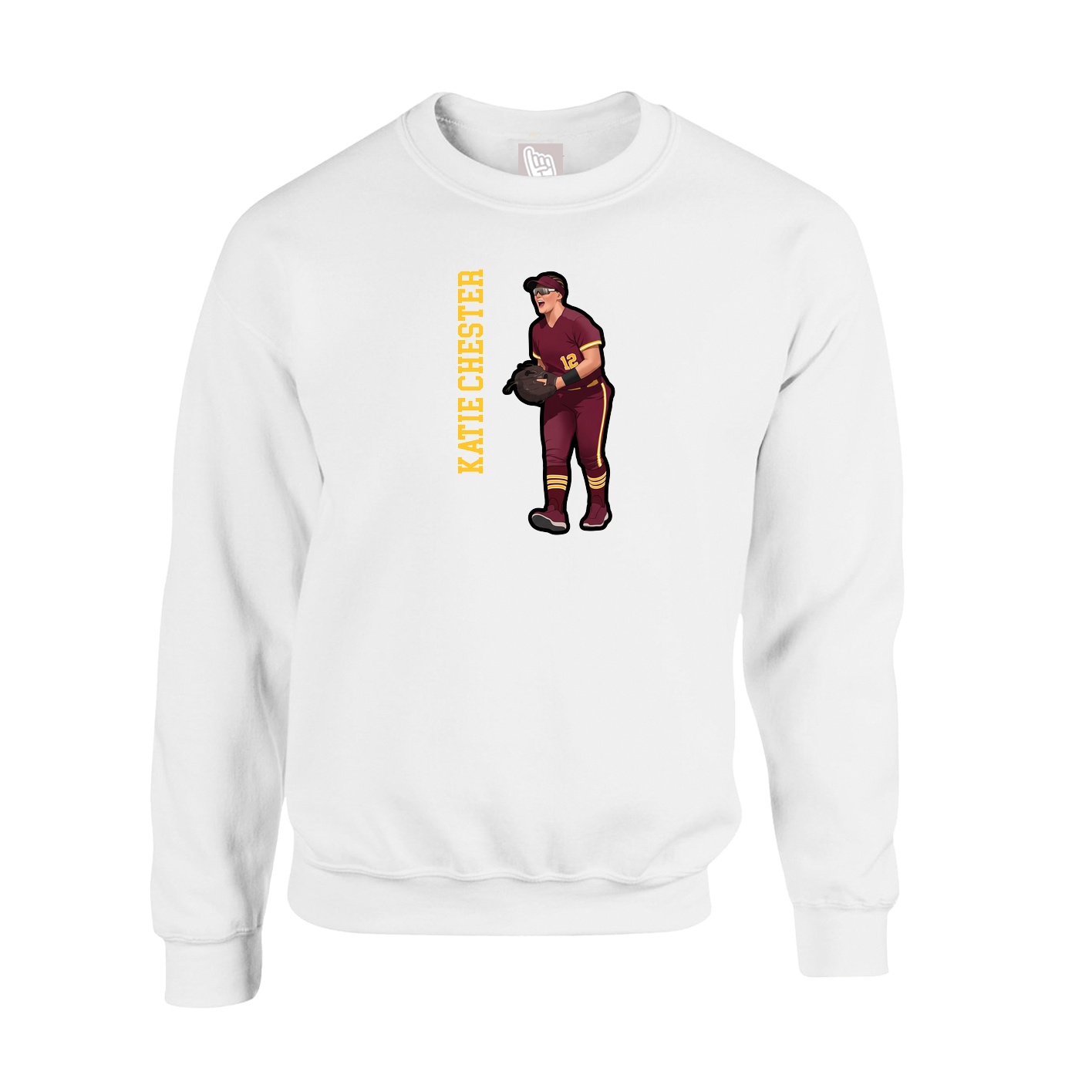 Fleece Crew — Name Vertical in White
