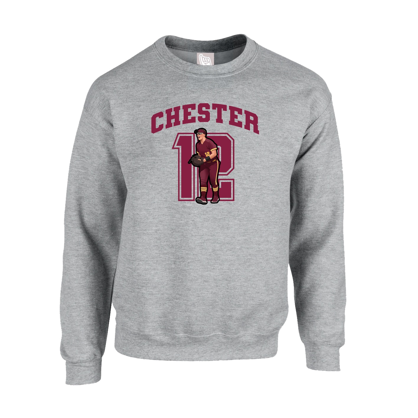Fleece Crew — Number in Grey