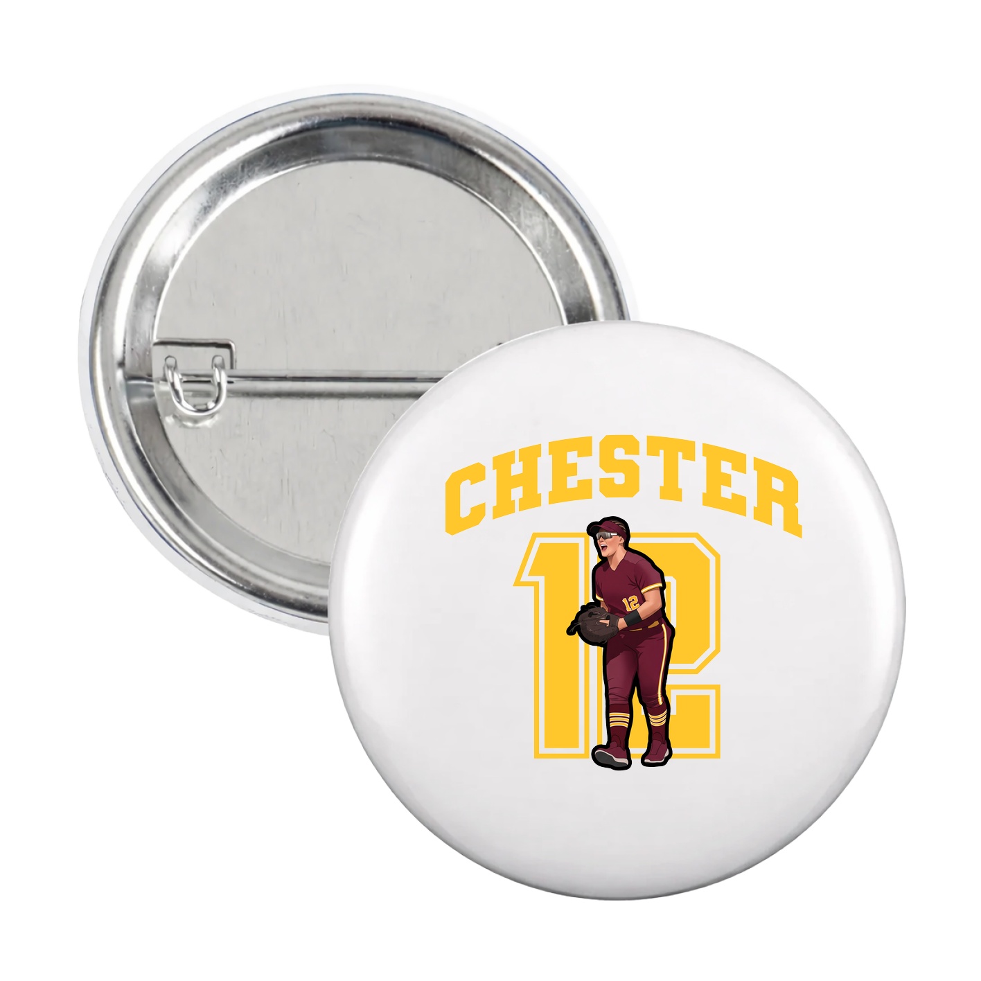 Game Day Button — Number in White