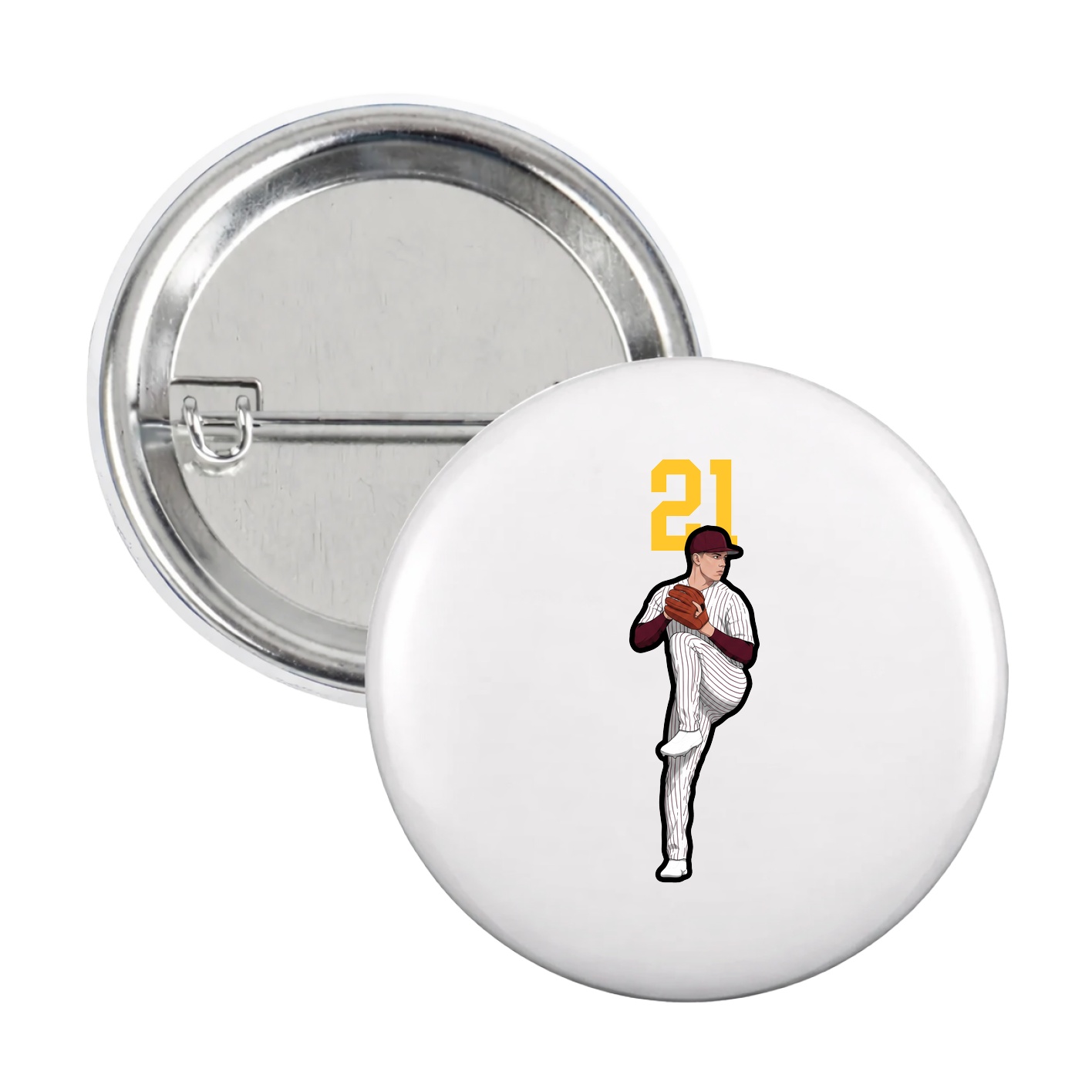 Game Day Button — Number Top in White
