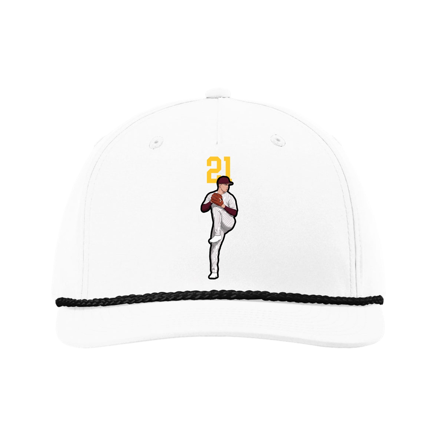 Five-Panel Classic Rope Cap — Number Top in White