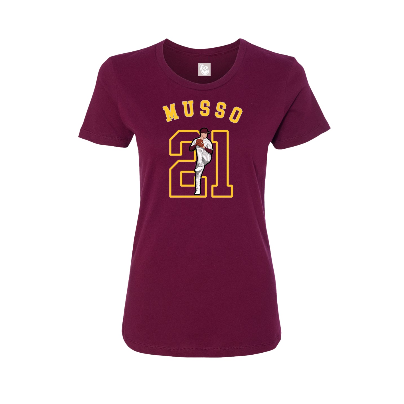 Fitted Women's Tee — Shirsey Arch in Maroon