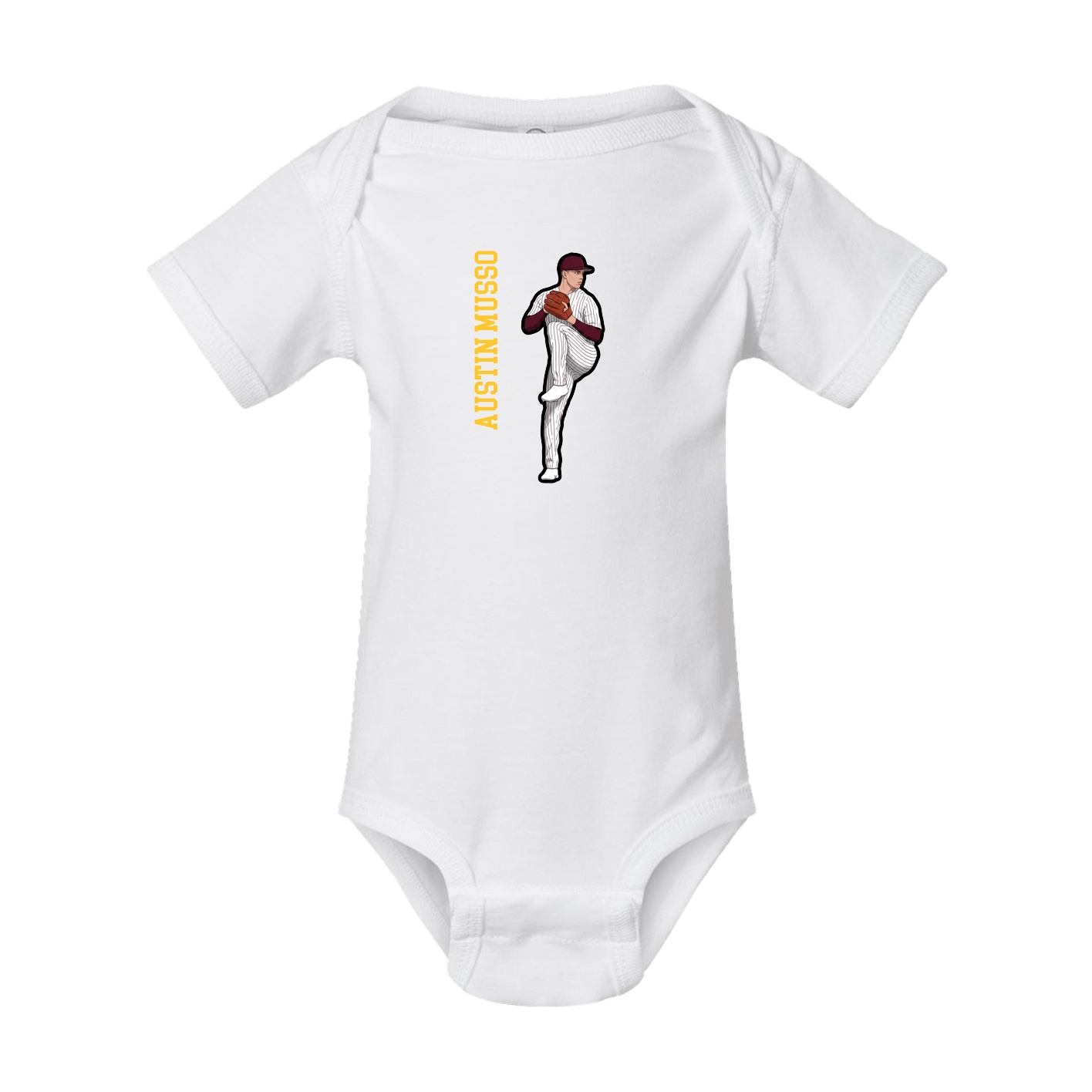 Baby Onesie — Name Vertical in White
