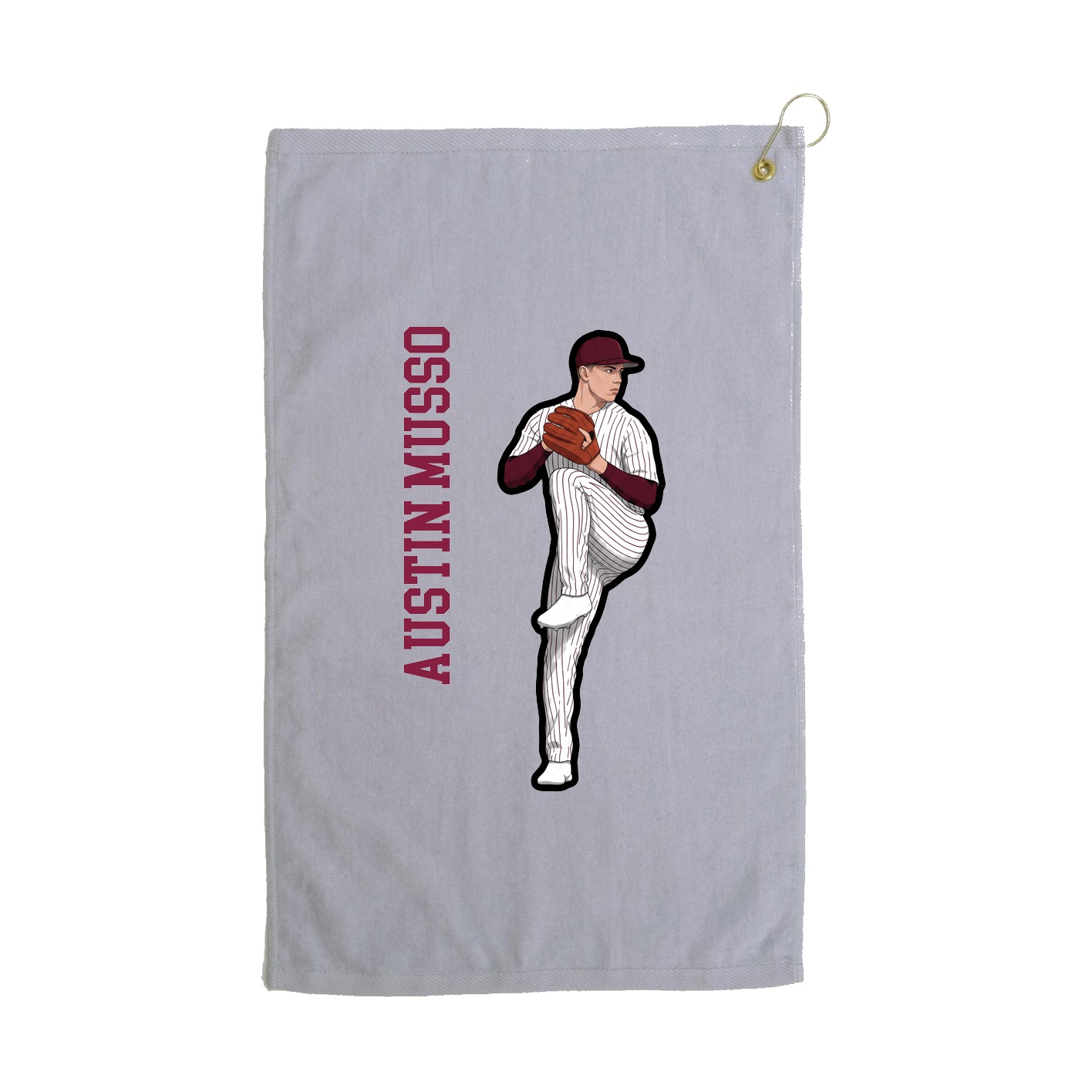 Golf Towel — Name Vertical in Grey