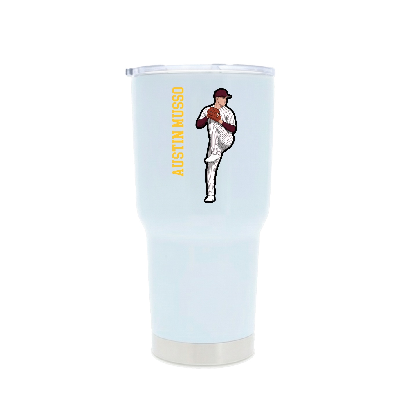 30oz Stainless Steel Tumbler — Name Vertical in White