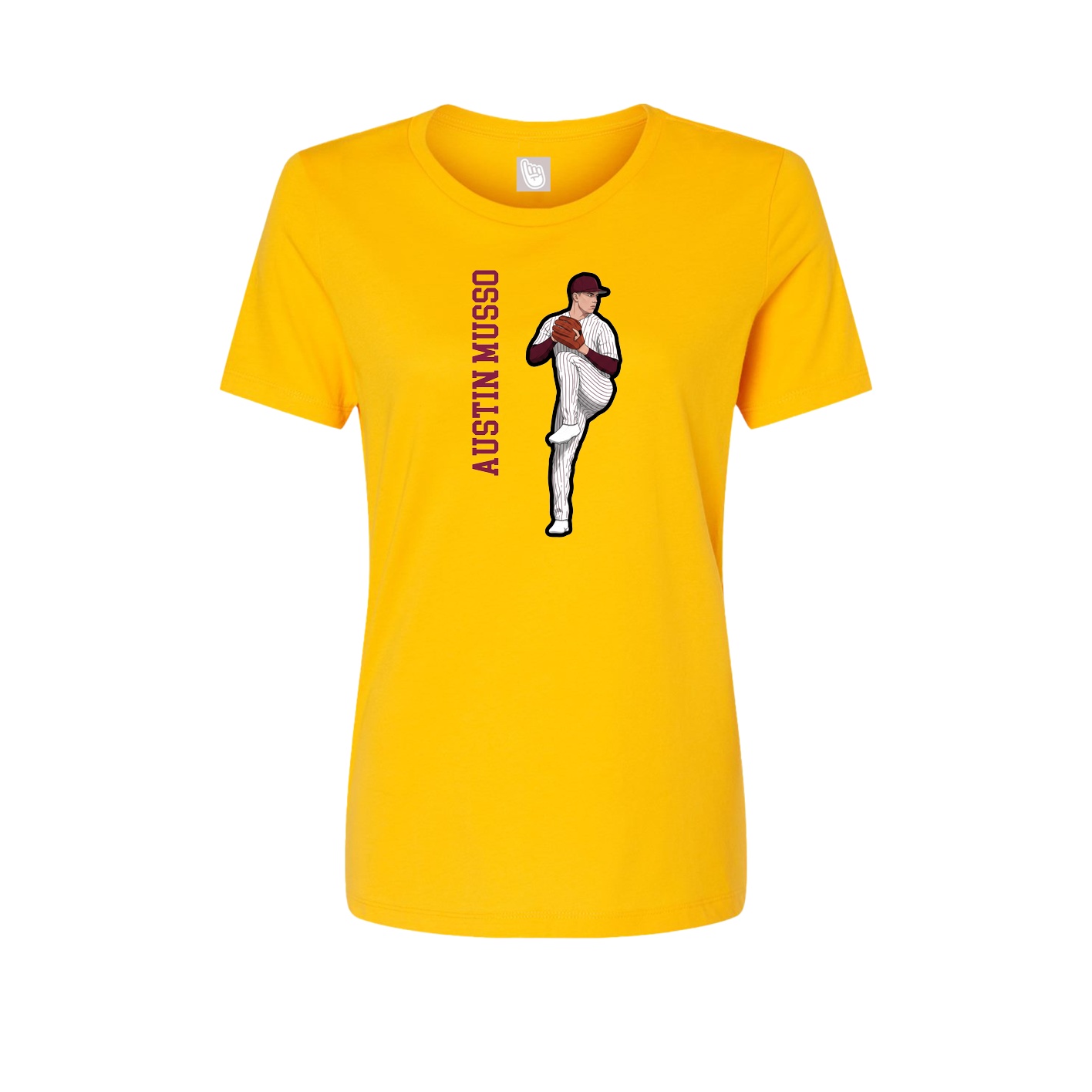 Fitted Women's Tee — Name Vertical in Gold