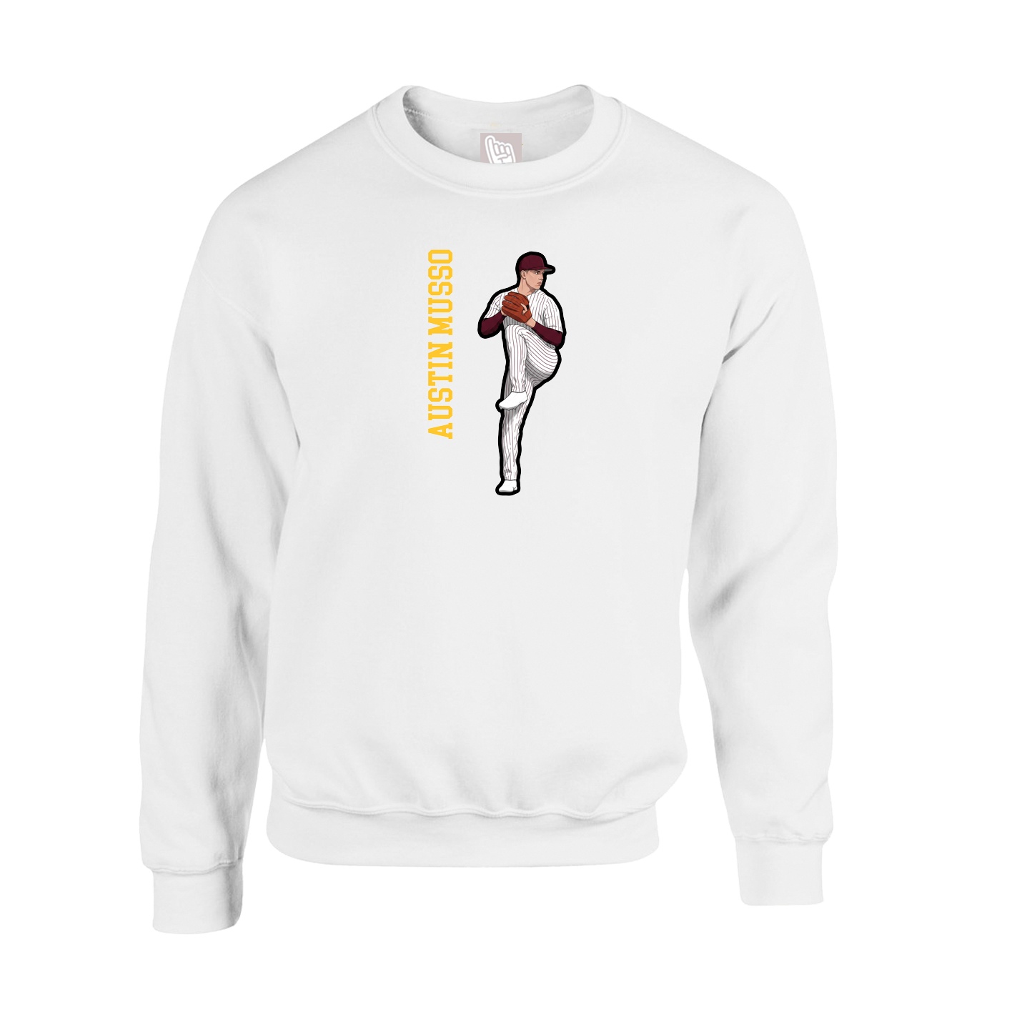 Fleece Crew — Name Vertical in White