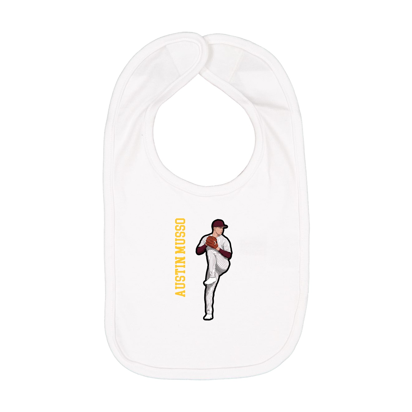 Infant Bib — Name Vertical in White