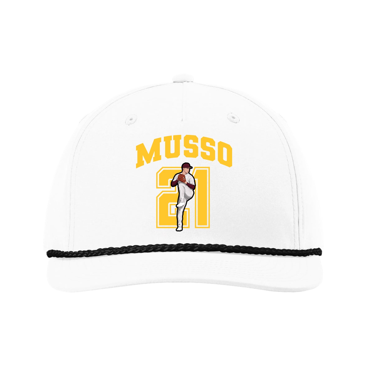 Five-Panel Classic Rope Cap — Number in White
