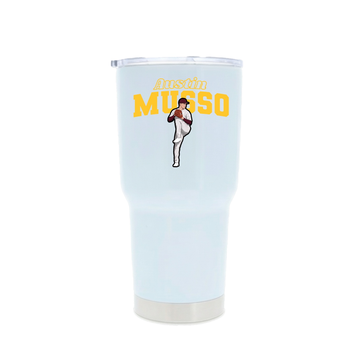 30oz Stainless Steel Tumbler — Name Arch in White