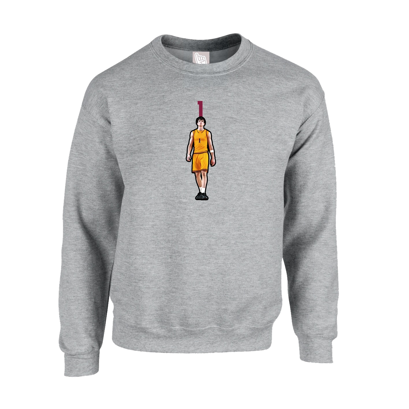 Fleece Crew — Number Top in Grey