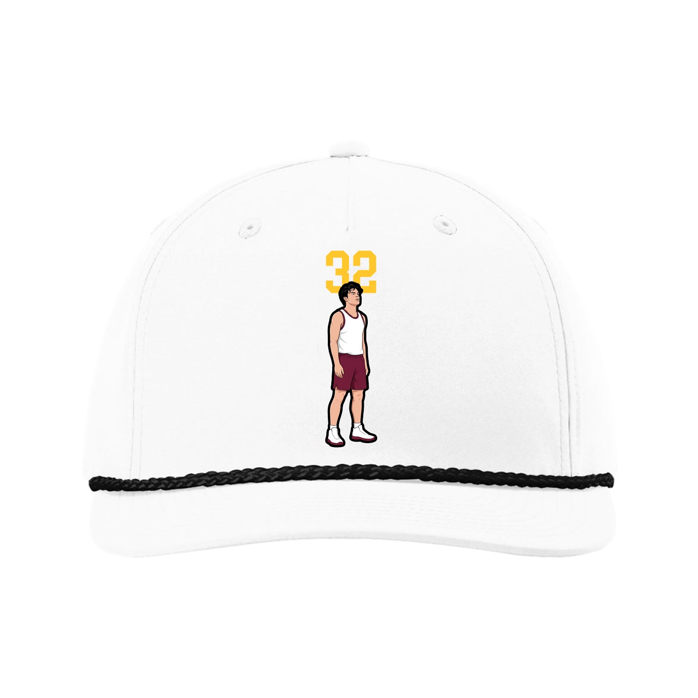 Five-Panel Classic Rope Cap — Number Top in White