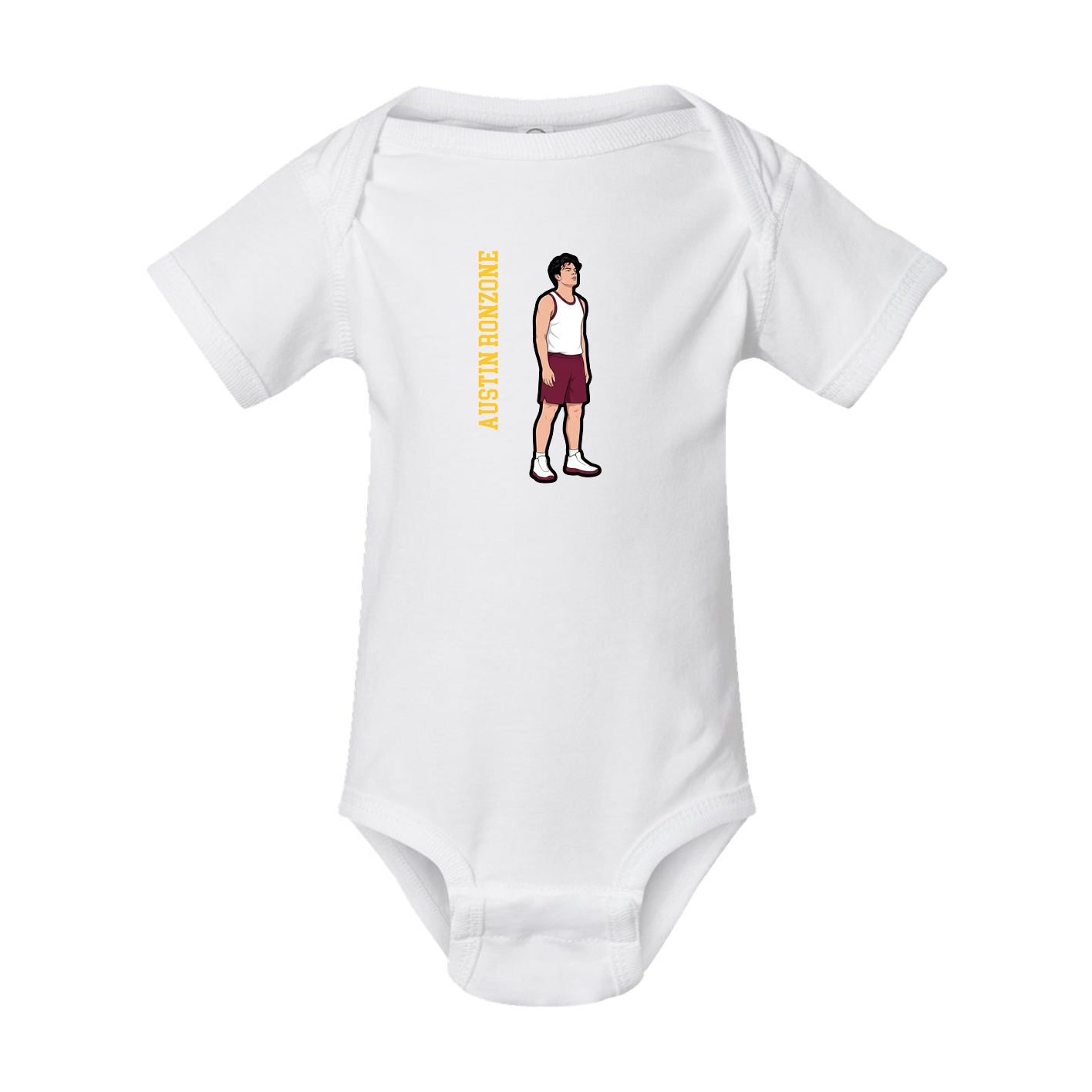 Baby Onesie — Name Vertical in White